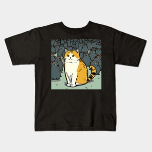 Cute Cat Alone In The Night - Cat Lover Kids T-Shirt